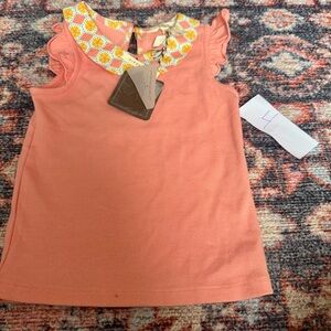 Matilda Jane Peach Top with Yellow Floral Collar